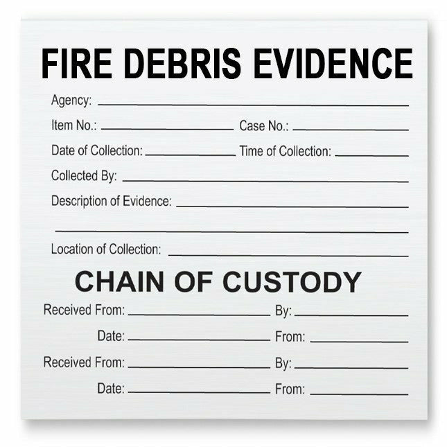 Arson Evidence Label 4 x 5 (roll of 100)