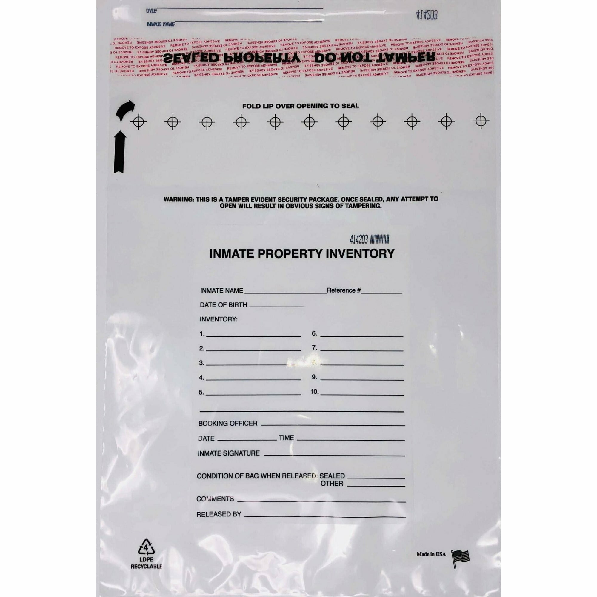 12 x 16 Inmate Property Bag