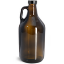 84oz Glass Bottles, Amber Glass Handle Jugs w/ Black Phenolic Cone Lined Caps