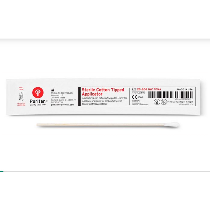 Sterile DNA Free Cotton Tipped Swab - 6" - 100/pk